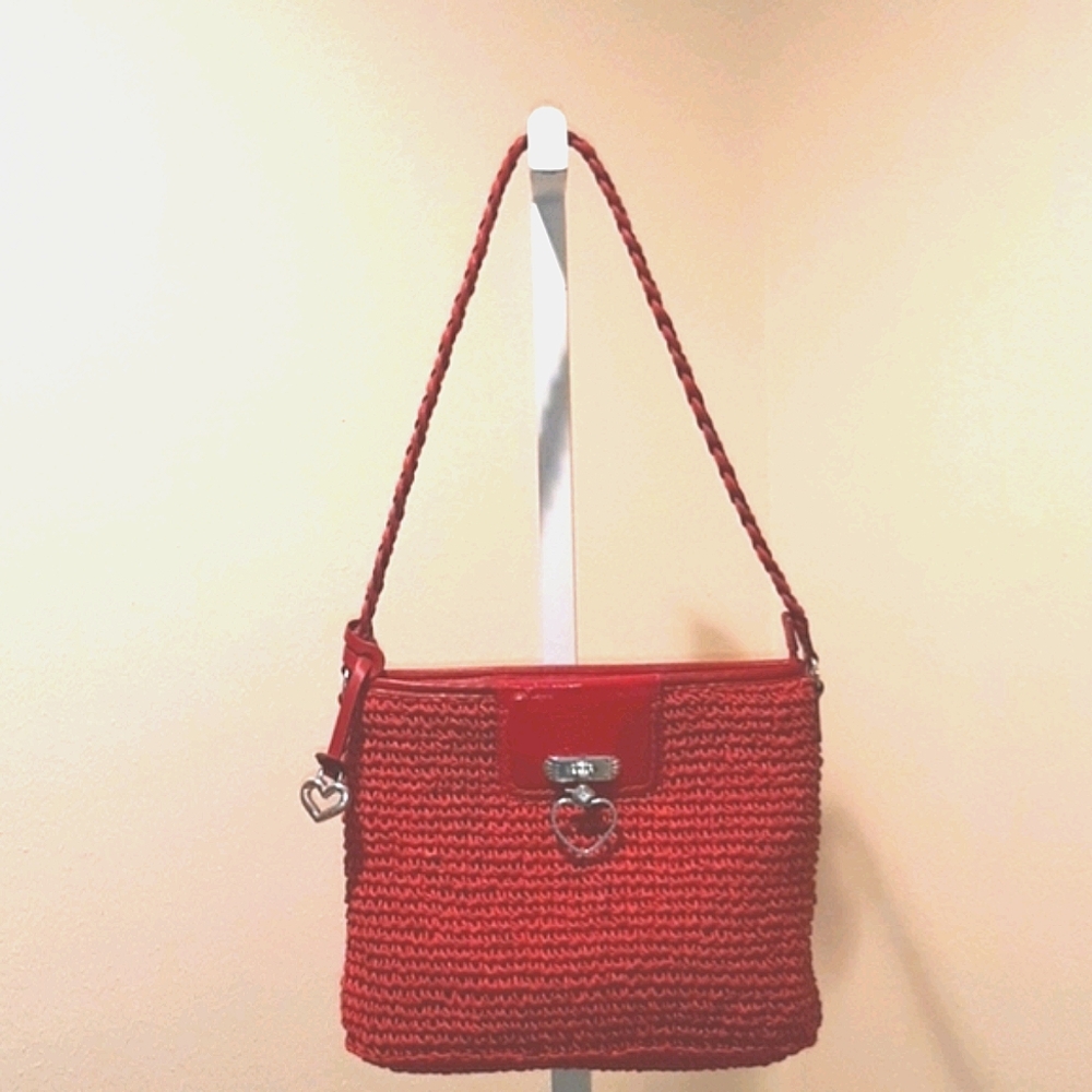 BRIGHTON VINTAGE WOVEN STRAW SHOULDER BAG
